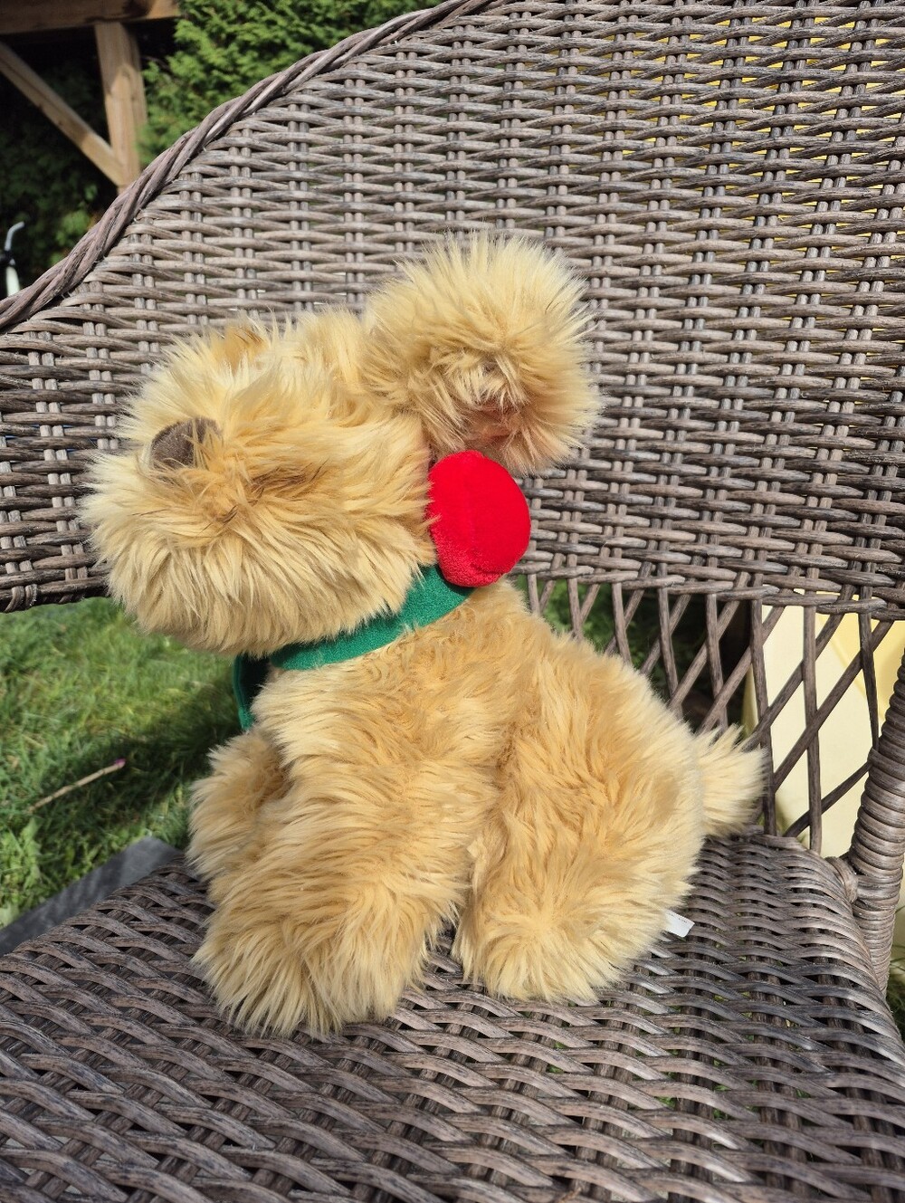 Vintage Fine Toy Co Dog Plush Stuffed Animal Tan Light Brown Scarf & Ear Muffs